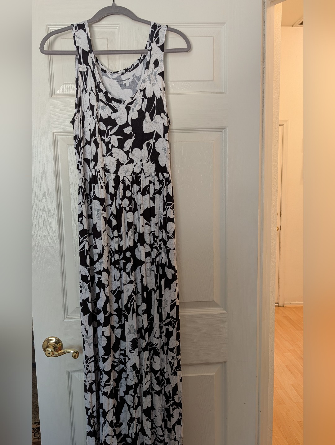Black & White Floral Maxi Dress - Sleeveless